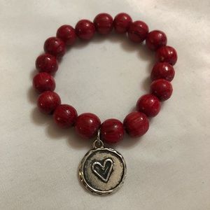 Red Stained Wood Love Bracelet